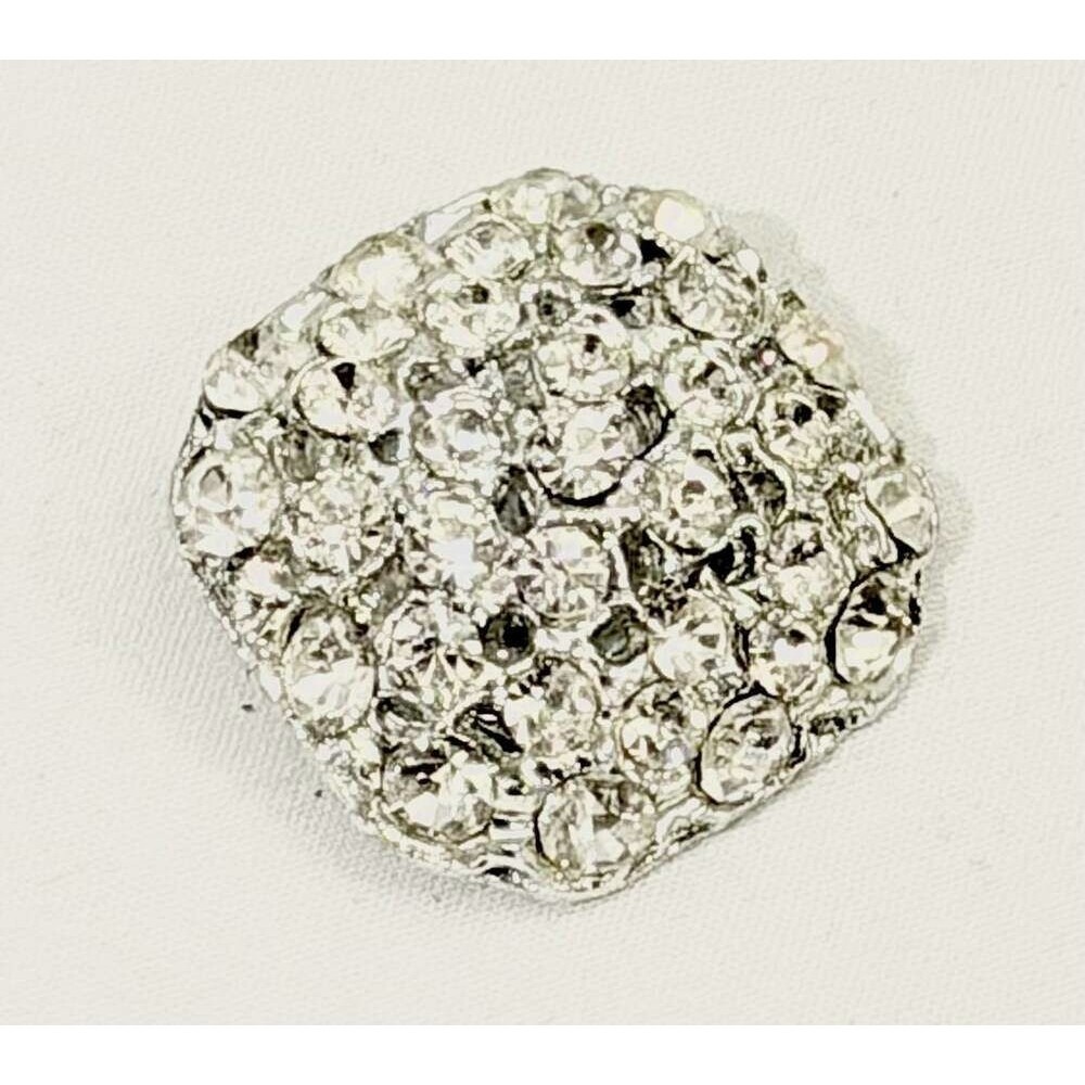 Vintage Silver Tone Pave Rhinestone Square Brooch Pin